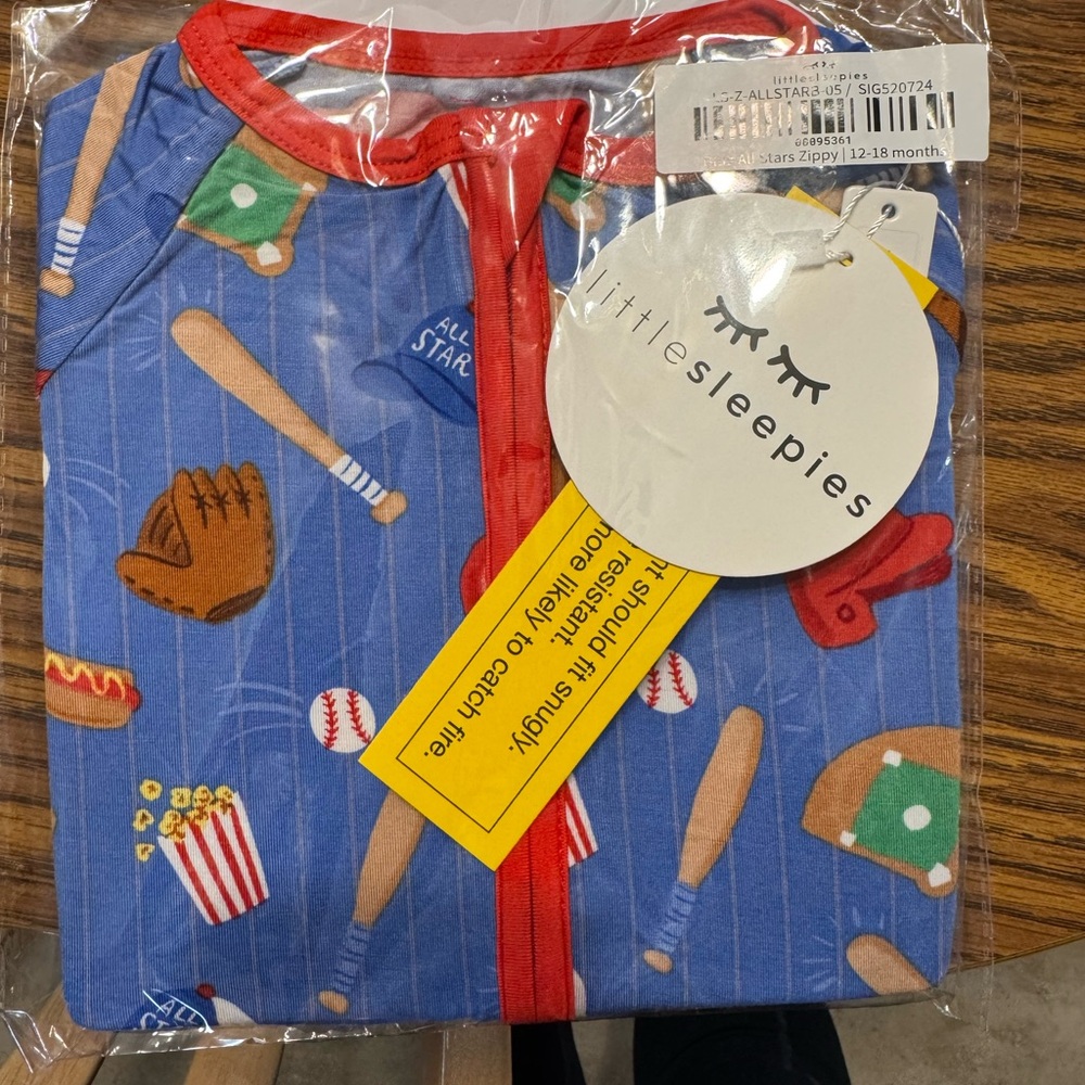 Little Sleepies LS 12-18 Months Blue All Stars Bamboo Zippy New In Package